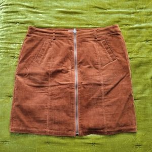 Orange Mini Corduroy Skirt